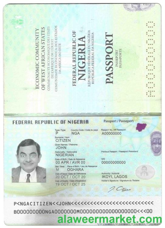 Nigeria passport template in PSD format, fully editable (2019 - present)